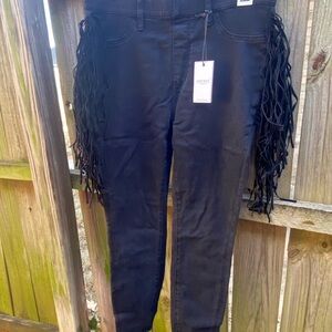 Judy Blue 13/31 Fringe Black Skinny Jeans
